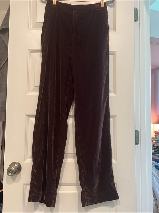 a new day Pants - a new day Dark Brown Velvet Wide-Leg Trousers